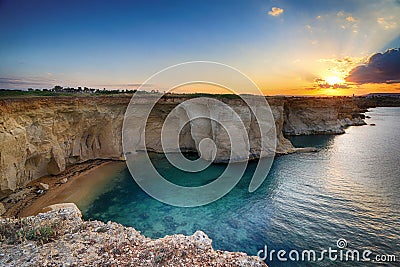 Sunset at Plemmirio `s cliff Stock Photo