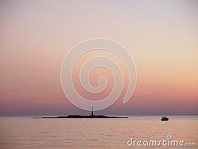 Sunset in Porec, Croatia Stock Photo