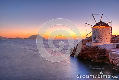 The sunset of Aegiali in Amorgos, Greece Stock Photo