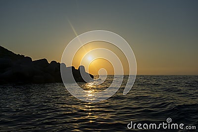 The sunset at the port of Palinuro Stock Photo