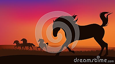 Sunset prairie Vector Illustration