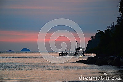 Sunset in Pulau Tioman, Malaysia. Stock Photo