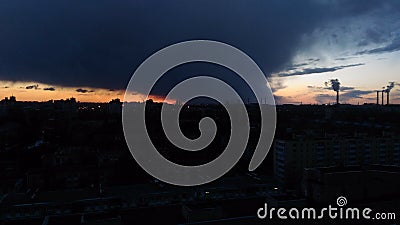 Sunset rain pipes Stock Photo