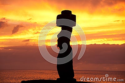 Sunset in Rapa Nui Stock Photo