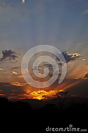 Sunset with rays Stock Photo