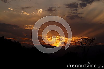 Sunset with rays Stock Photo