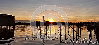 Sunset and reflection Berbas place beach Stock Photo