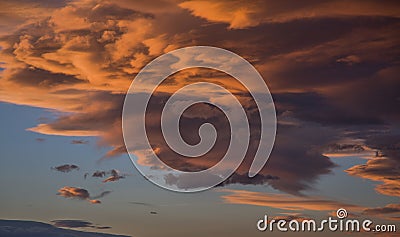 Detailed sunset sky through the sweeping clouds Stock Photo