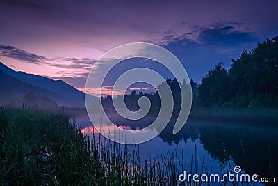 Sunset at the Ribnica Rive Stock Photo