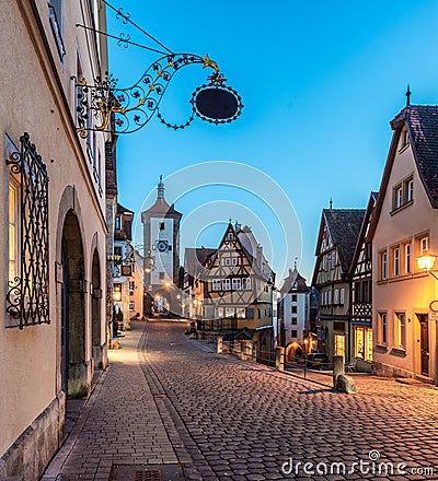 Rothenburg in Germany at night Stock Photo