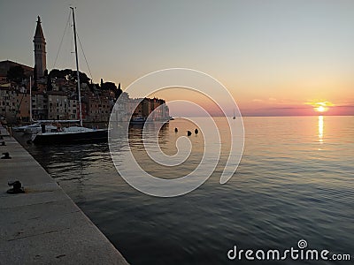 Sunset in Rovigno Editorial Stock Photo