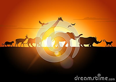 Sunset Safari Vector Illustration