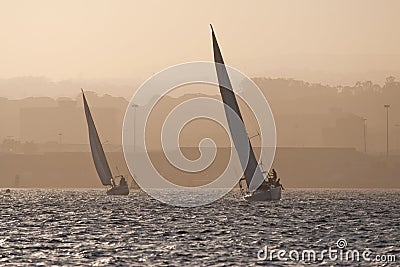 Sunset sailing Stock Photo