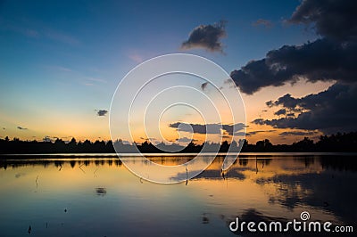 Sunset salt water lake Stock Photo