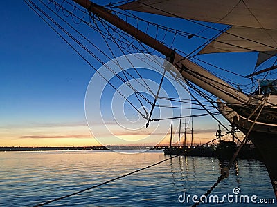 Ship Sunset Stock Photo