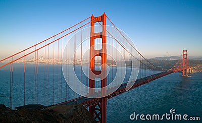 Sunset San Francisco Golden Gate Bridge Pacific Ocean West Coast Stock Photo