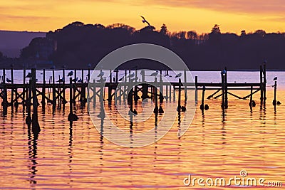 Sunset at Sandbanks in Poole Harbour Stock Photo