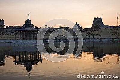 Sunset at Sarangapani Temple, Kumbakonam, Tamil Nadu Stock Photo