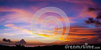 Sunset scene colourful clouds and sky dusk time in Tobago Stock Photo