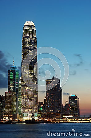 Sunset scene of Hong Kong Stock Photo