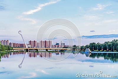 Sunset scenery of Bridge in horse head shape in Inner Hohhot, Mongolia Stock Photo