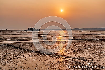 Sunset scenery of coast Stock Photo