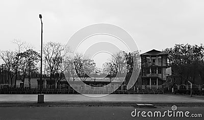 Sunset scenery view of Hotel in Darjeeling Stock Photo