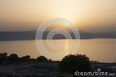 Sunset on the Sea of Galilee Stock Photo