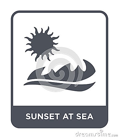 sunset at sea icon in trendy design style. sunset at sea icon isolated on white background. sunset at sea vector icon simple and Vector Illustration