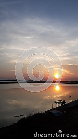 Sunset, sea, water, sky, sun, cloud, sunrise, natural, beach, light, beautiful, view, siluet, Stock Photo