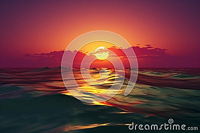 Sunset serenity Colors blend over the calm surface of the sea Stock Photo