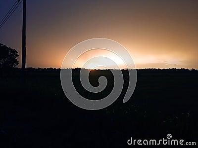 Sunset Serenity: A Peaceful Evening's Glow Stock Photo