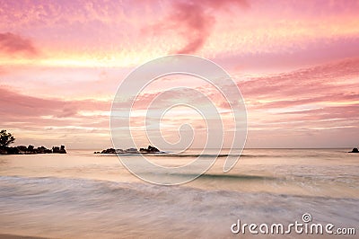Sunset on Seychelles Stock Photo