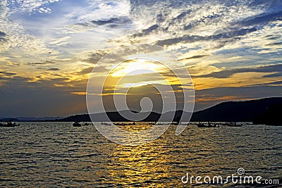 Sunset with shadow at Beach Bang Boet Stock Photo