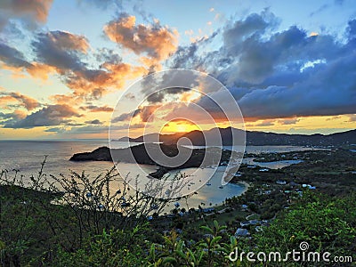 Sunset from Shirley Heights lookout, Antigua Stock Photo