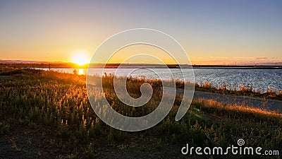 Sunset at the Shoreline Park, Mountain View, San Francisco bay area, California Stock Photo