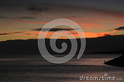 Sunset at the shorelines of Vlieland, one of the islands belonging to the wadden UNESCO world heritage site Stock Photo