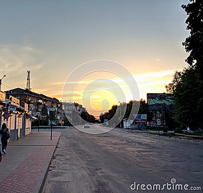 Sunset in sity Stock Photo