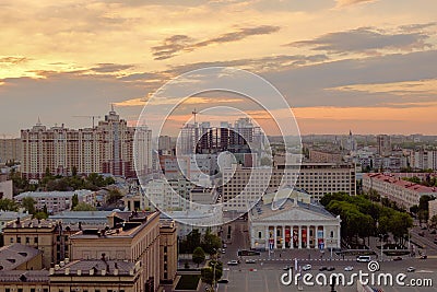 Sunset sky above the city Stock Photo