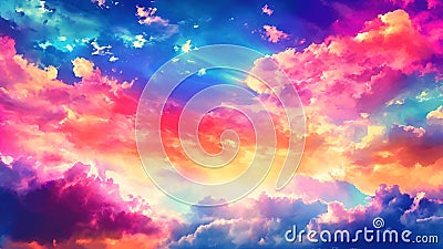 Sunset sky background. Colorful dramatic sky with cloud at sunset Stock Photo