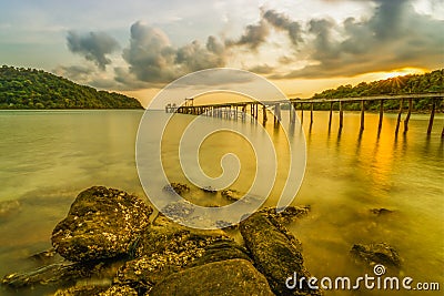 Sunset sky at beach in Thailand Stock Photo