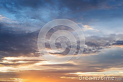 Sunset sky, beautiful summer cloudscape in sunset Stock Photo