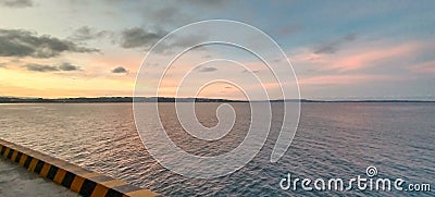 Sunset, sky, blue, port , job Stock Photo