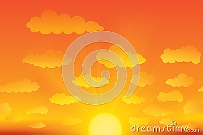 Sunset sky and clouds Vector Illustration
