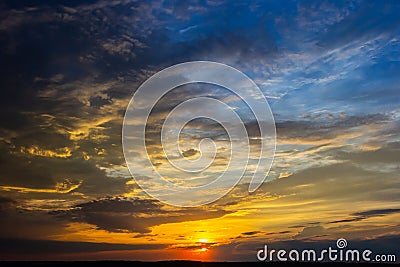 sunset sky with multicolor clouds. Dramatic twilight sky background Stock Photo