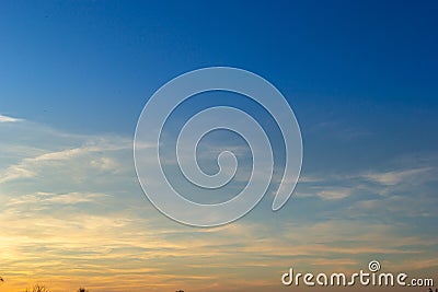 sunset sky with multicolor clouds. Dramatic twilight sky background Stock Photo