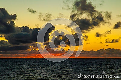 Sunset sky over ocean Stock Photo