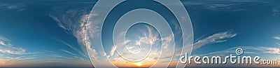 Sunset sky panorama with cirrus clouds in seamless spherical equirectangular format. Complete zenith for use in 3D graphics, Stock Photo