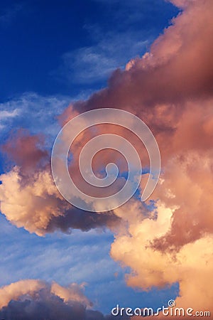 Dramatic Sunset in Paris with pinky clouds france background Stock Photo