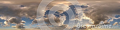 sunset skydome with evening clouds as seamless hdri 360 panorama view in spherical equirectangular format for use in 3d graphics Stock Photo